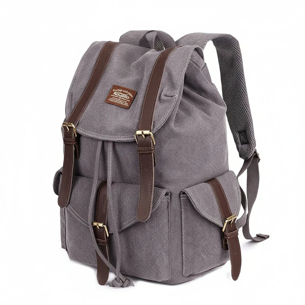 Men’s Canvas Backpack - Vintage Buckle Flap Rucksack