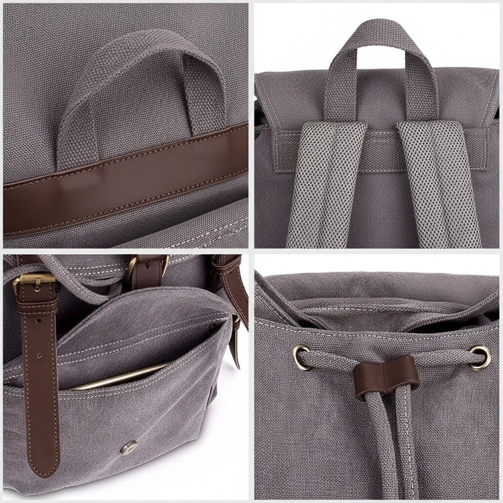 Men’s Canvas Backpack - Vintage Buckle Flap Rucksack