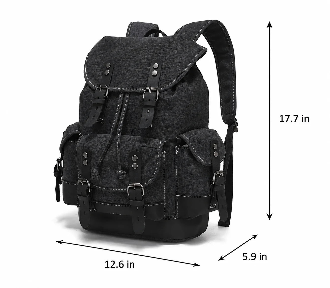 Men’s Canvas Backpack - Vintage Leather Trim Rucksack