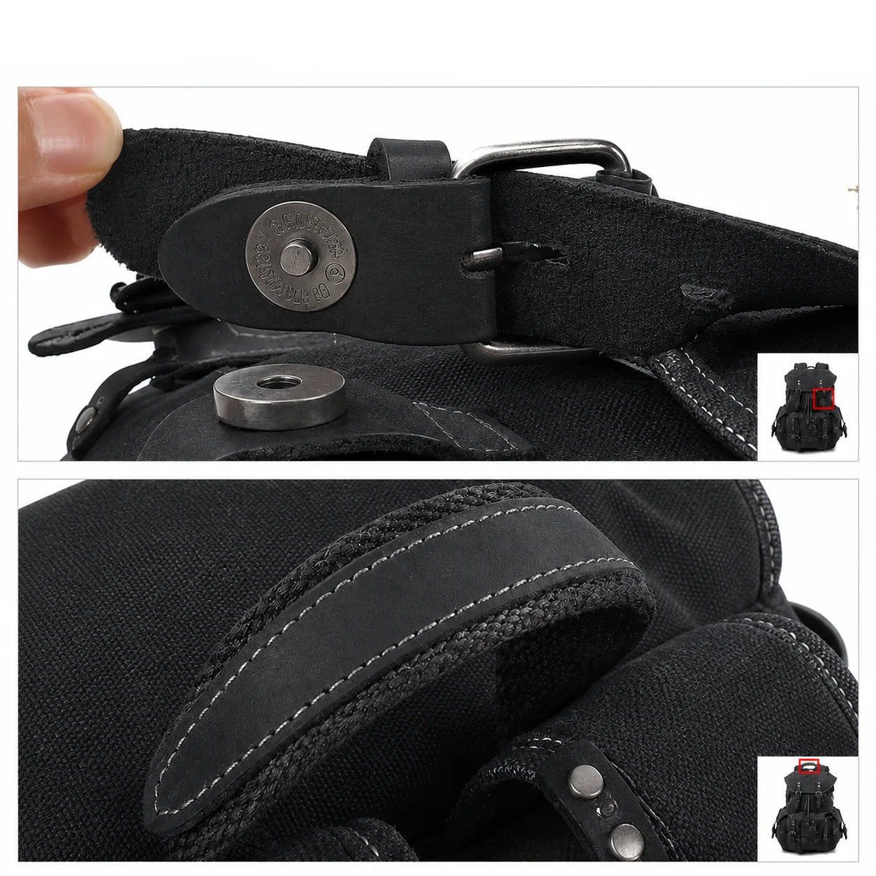 Men’s Canvas Backpack - Vintage Leather Trim Rucksack