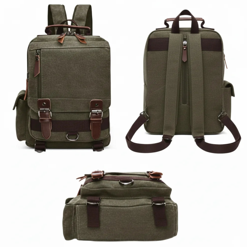 Men’s Canvas Backpack - Vintage Multi-Carry Rucksack