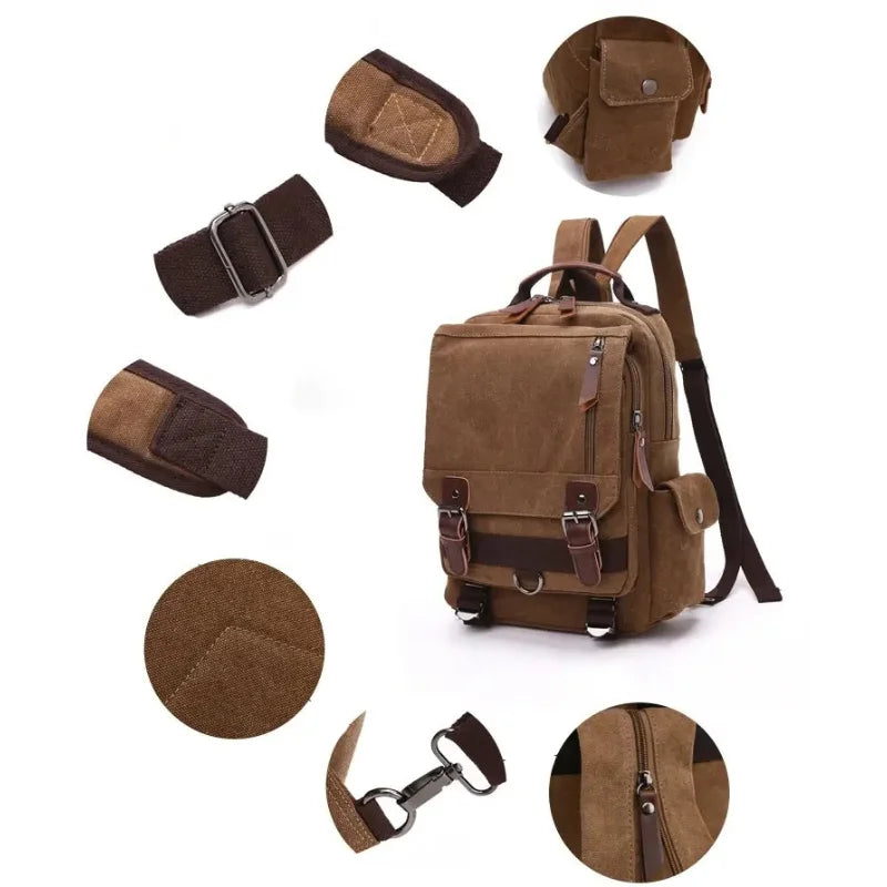 Men’s Canvas Backpack - Vintage Multi-Carry Rucksack