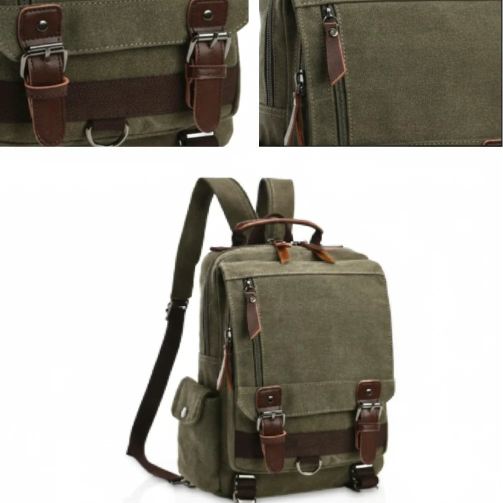 Men’s Canvas Backpack - Vintage Multi-Carry Rucksack