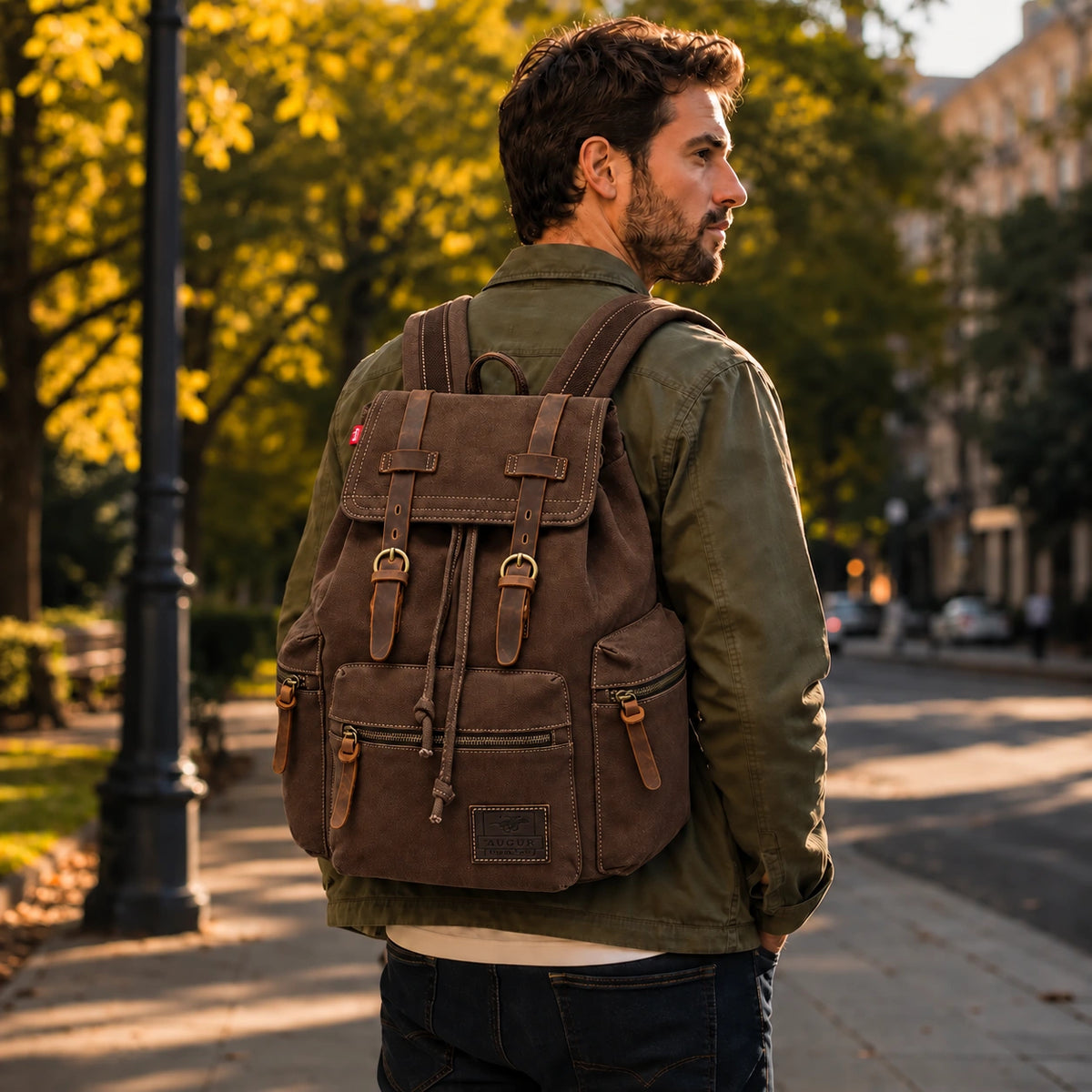 Men’s Canvas Backpack – Vintage Rucksack with Laptop Sleeve