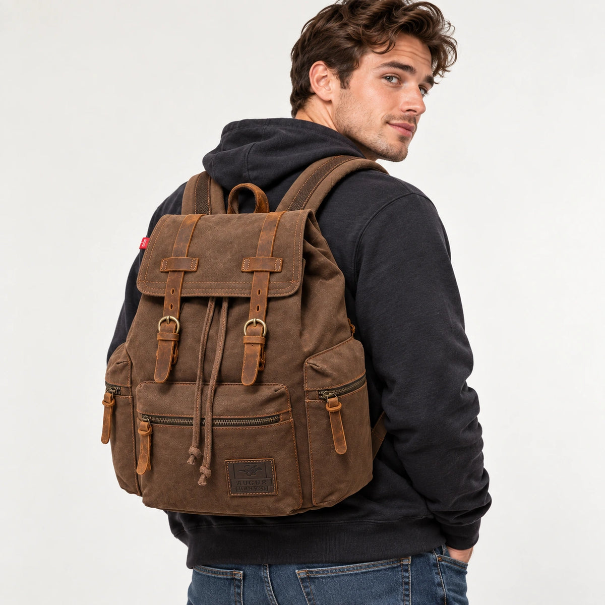 Men’s Canvas Backpack – Vintage Rucksack with Laptop Sleeve