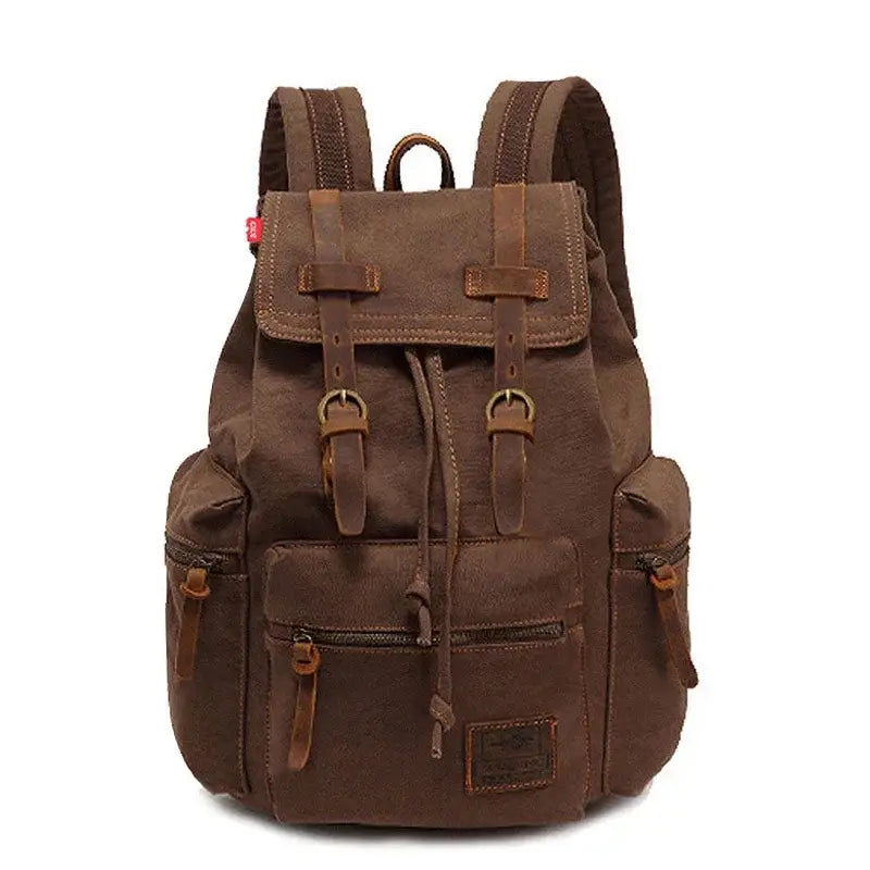 Men’s Canvas Backpack – Vintage Rucksack with Laptop Sleeve - Bronw