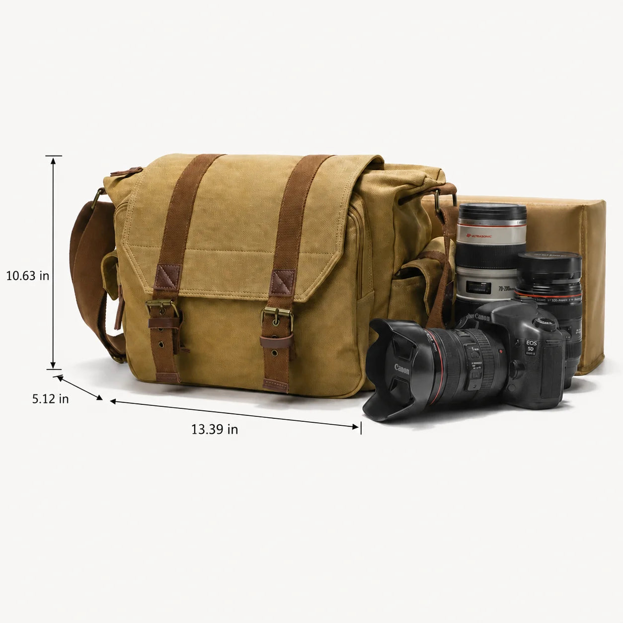 Men’s Canvas Camera Messenger Bag - Removable Insert