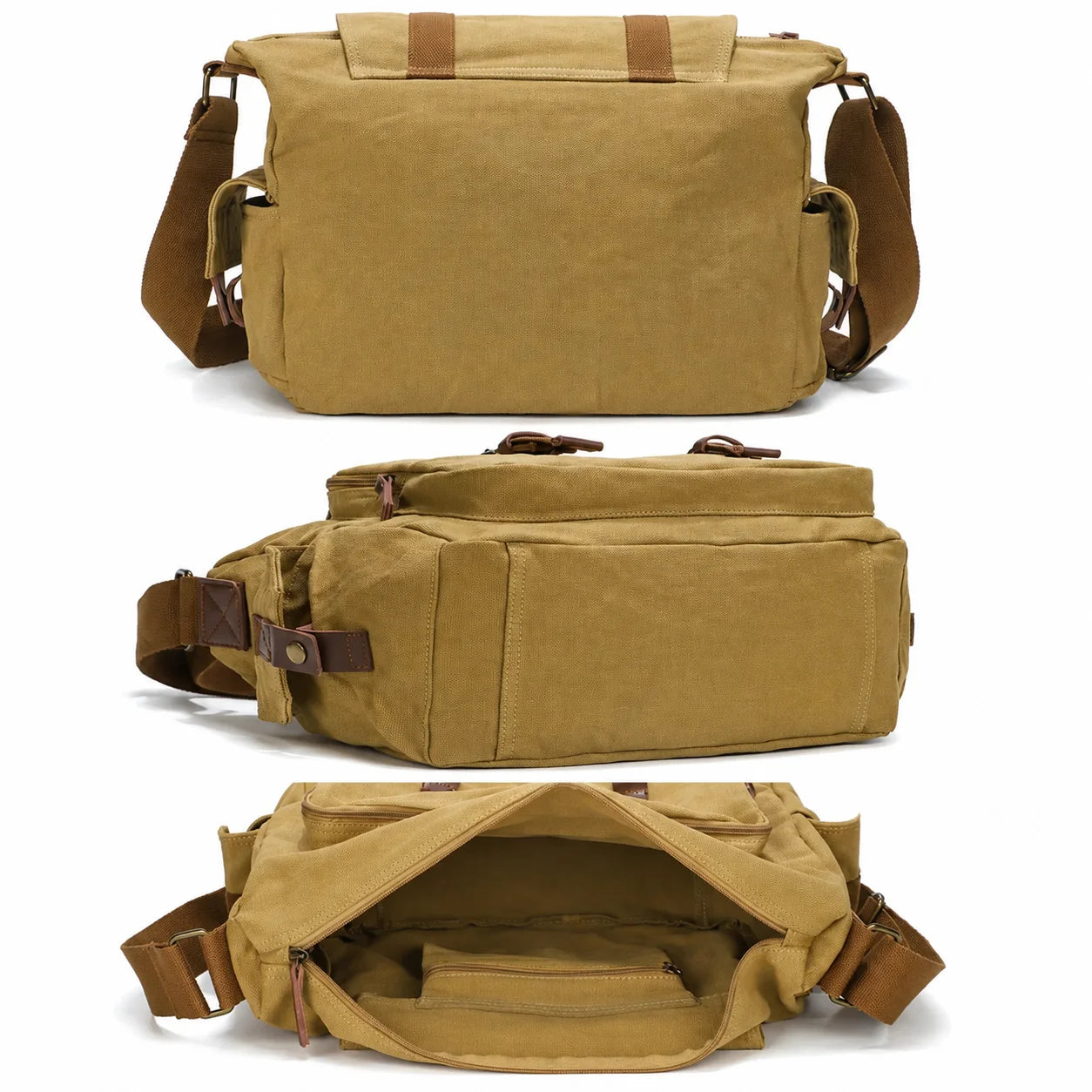 Men’s Canvas Camera Messenger Bag - Removable Insert