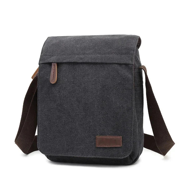 Men’s Canvas Crossbody Bag - Adjustable Strap Shoulder Bag