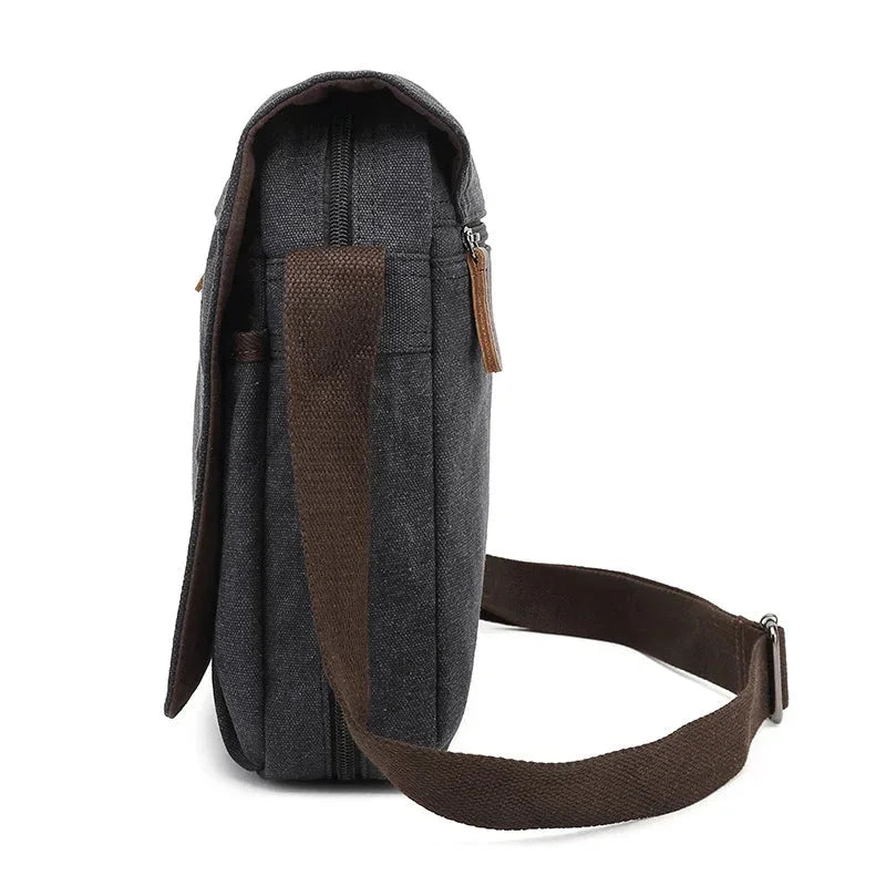 Men’s Canvas Crossbody Bag - Adjustable Strap Shoulder Bag