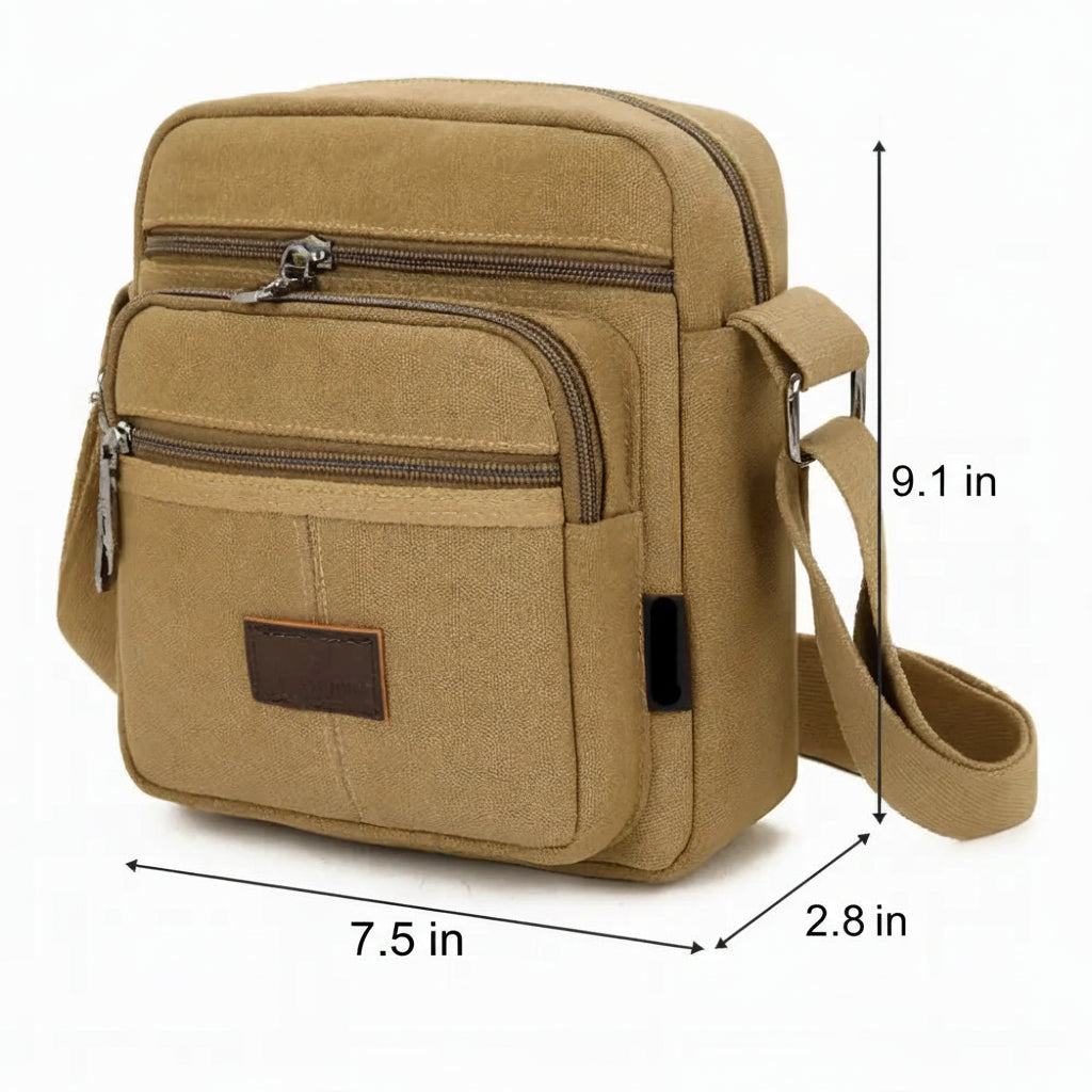 Men’s Canvas Crossbody Bag – Compact Everyday Shoulder Bag