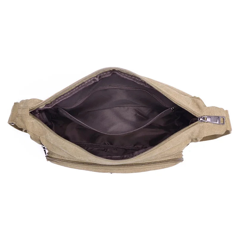 Men’s Canvas Crossbody Bag - Multi-Pocket Shoulder Bag
