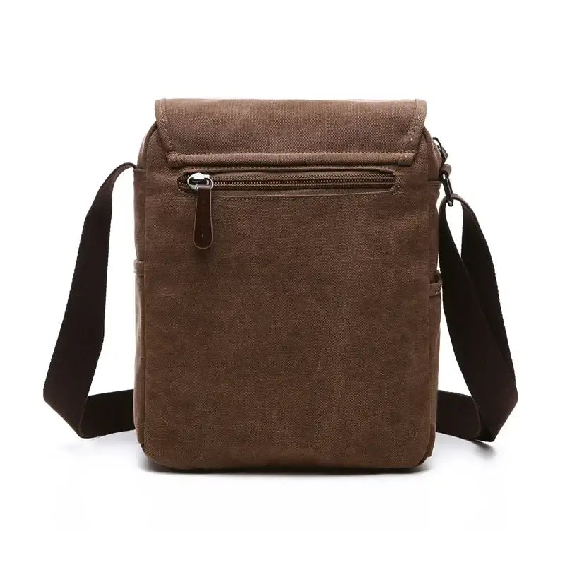 Men’s Canvas Crossbody Bag with Flap – Vintage Everyday Shoulder Bag