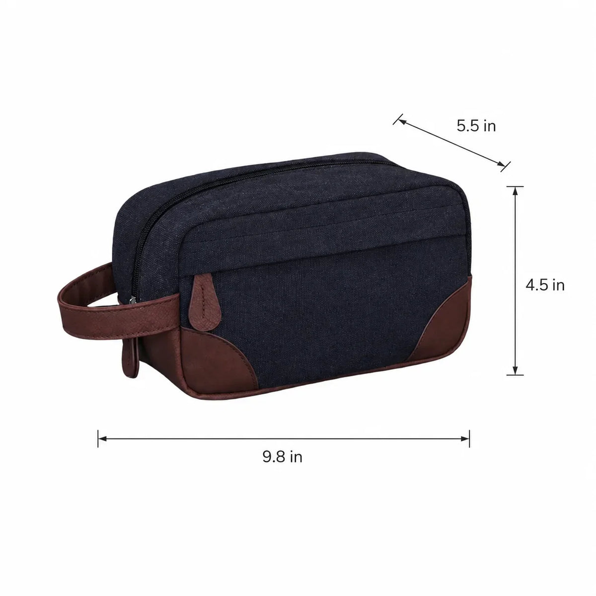 Men’s Canvas Dopp Kit - Travel Toiletry Bag with Brown Trim