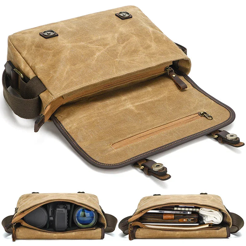 Men’s Canvas DSLR Camera Bag - Padded Lens Compartment
