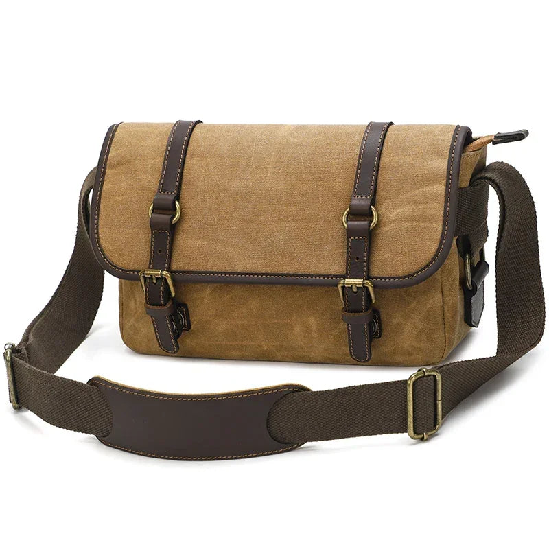 Men’s Canvas DSLR Camera Bag - Padded Lens Compartment