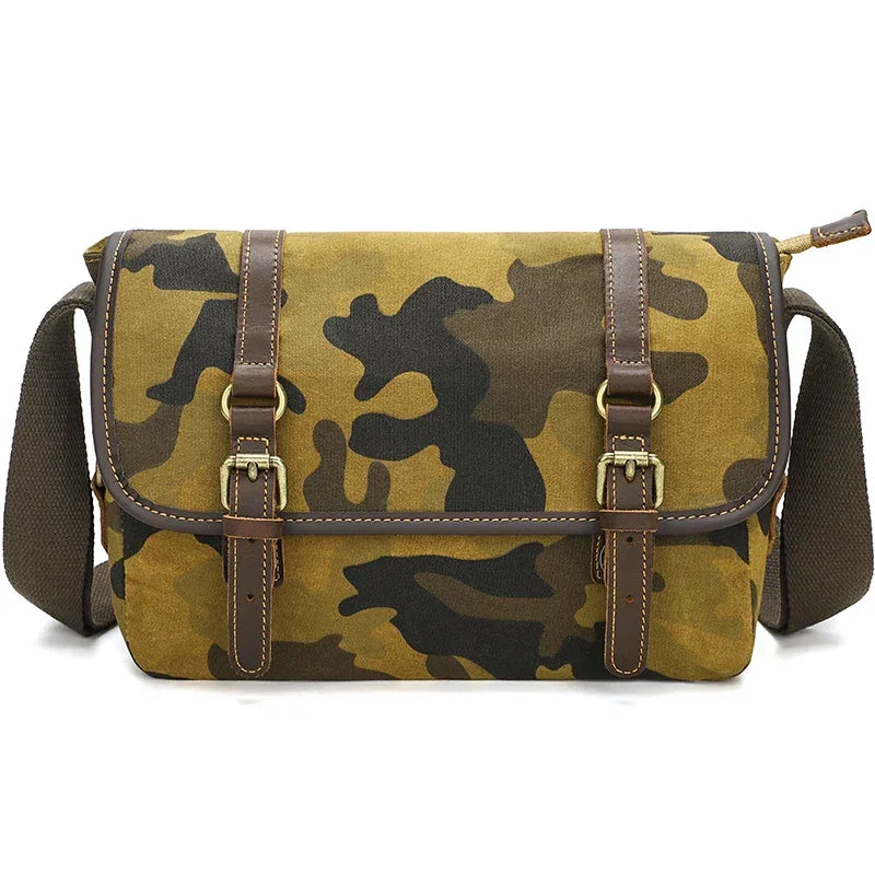 Men’s Canvas DSLR Camera Bag - Padded Lens Compartment - Camo