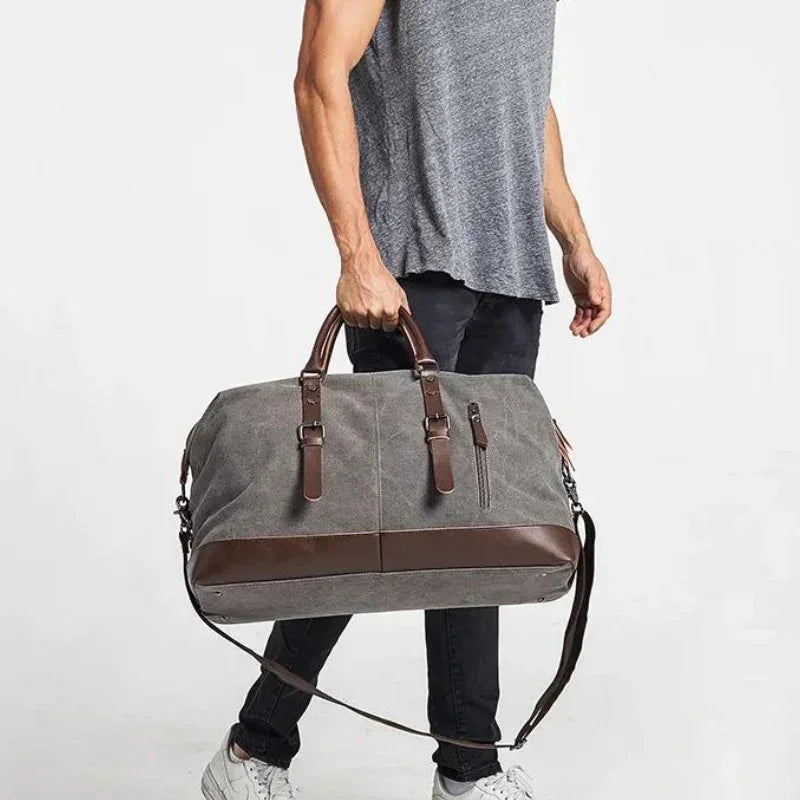 Men’s Canvas Duffle Bag – Multi-Pocket Weekend Travel Bag