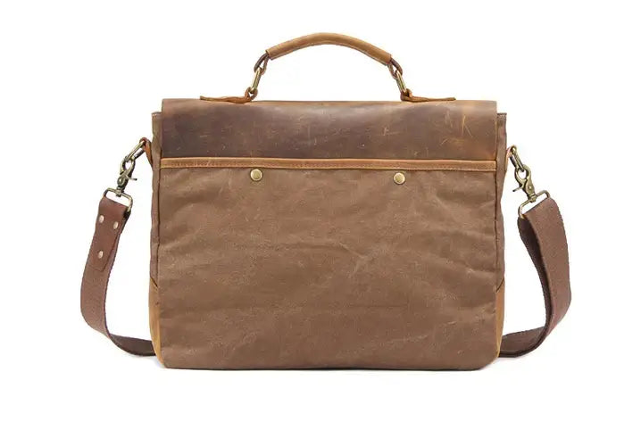 Men’s Canvas Leather Messenger Bag – Crazy Horse Business Bag
