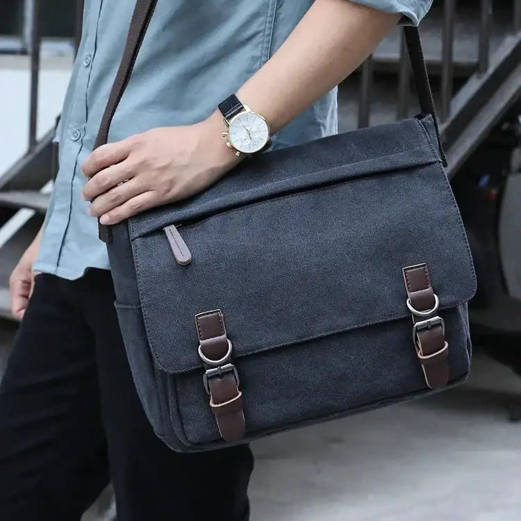 Men’s Canvas Messenger Bag – 15 Inch Laptop Work & Daily Carry Bag