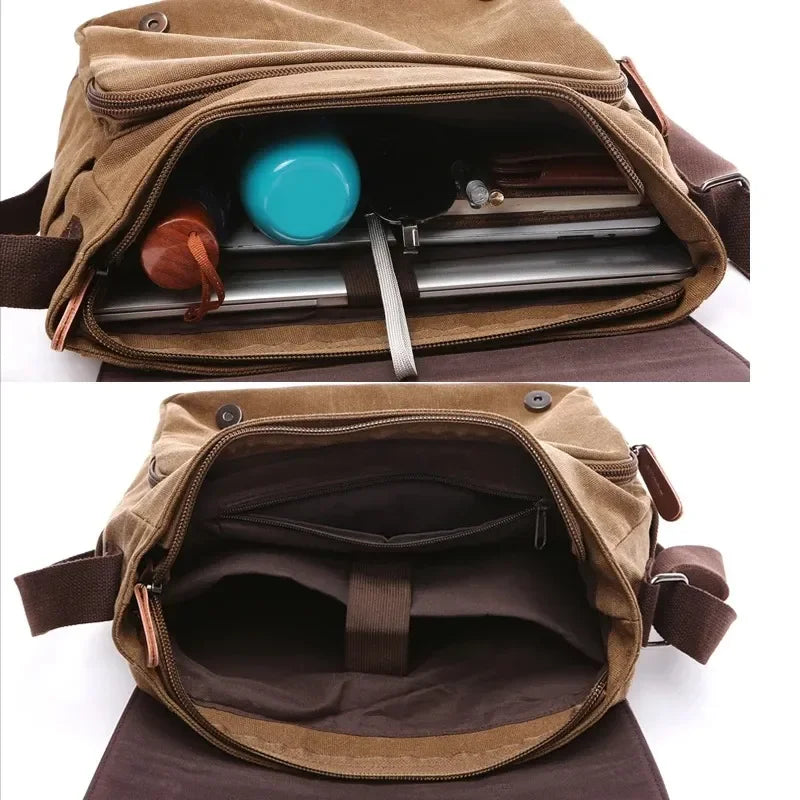 Men’s Canvas Messenger Bag – 15 Inch Laptop Work & Daily Carry Bag