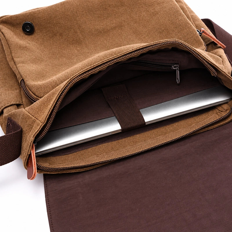 Men’s Canvas Messenger Bag – 15 Inch Laptop Work & Daily Carry Bag
