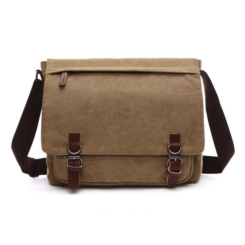 Men’s Canvas Messenger Bag – 15 Inch Laptop Work & Daily Carry Bag - Camel