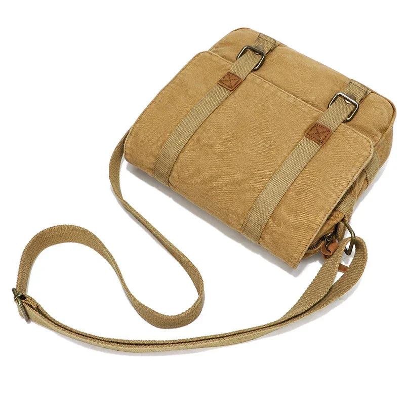 Men’s Canvas Messenger Bag - Double Buckle Flap Design