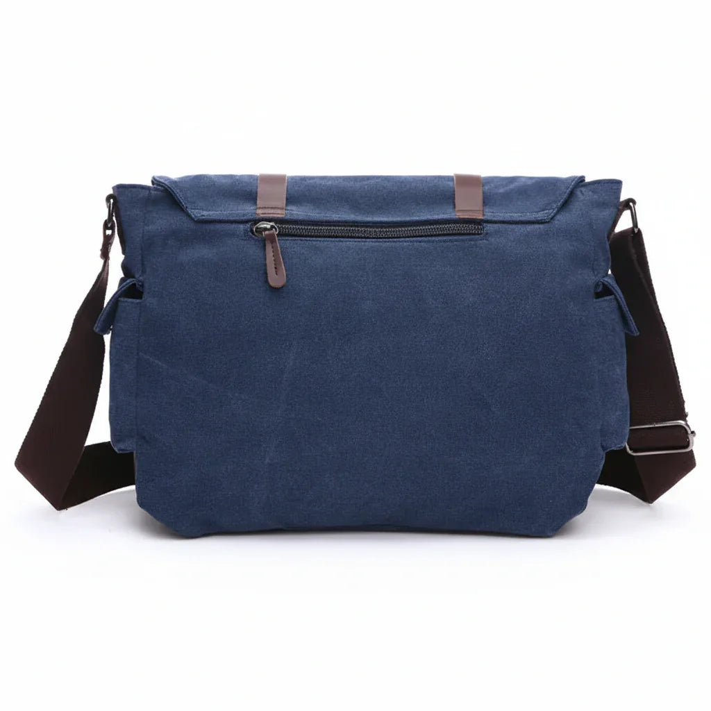 Men’s Canvas Messenger Bag - Dual Buckle Flap Work Bag