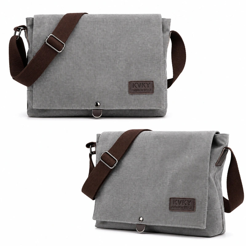 Men’s Canvas Messenger Bag – Flap Closure Everyday Carry