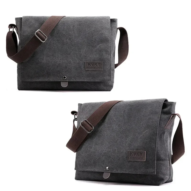 Men’s Canvas Messenger Bag – Flap Closure Everyday Carry