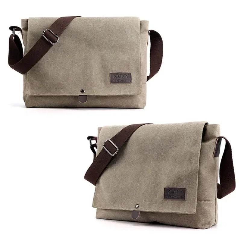 Men’s Canvas Messenger Bag – Flap Closure Everyday Carry