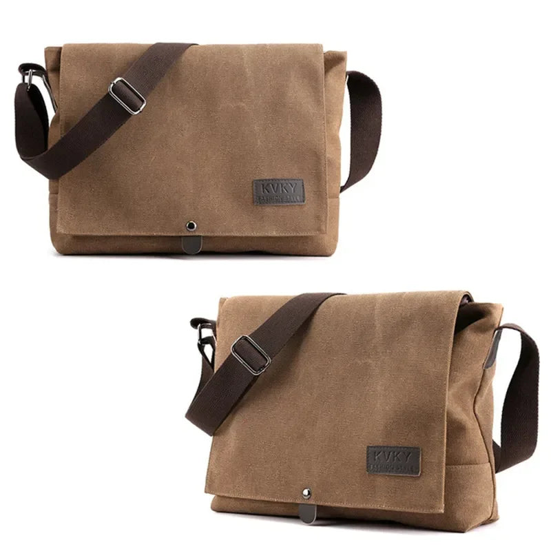 Men’s Canvas Messenger Bag – Flap Closure Everyday Carry