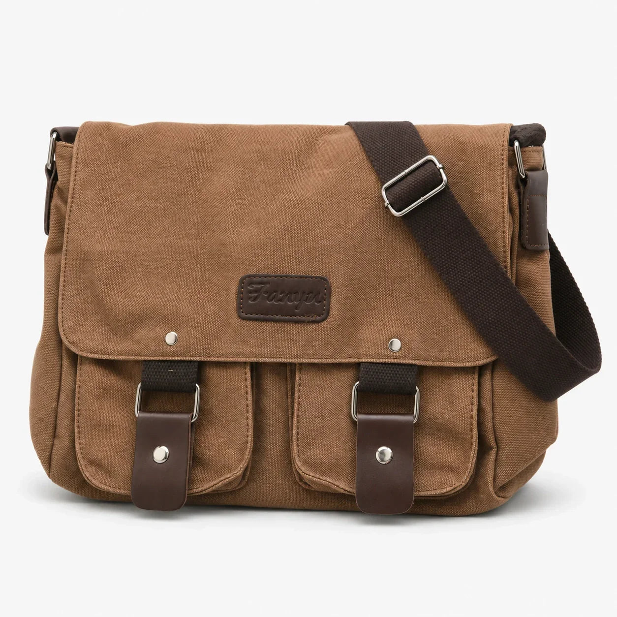 Men’s Canvas Messenger Bag – Flap Work Bag with Front Pockets