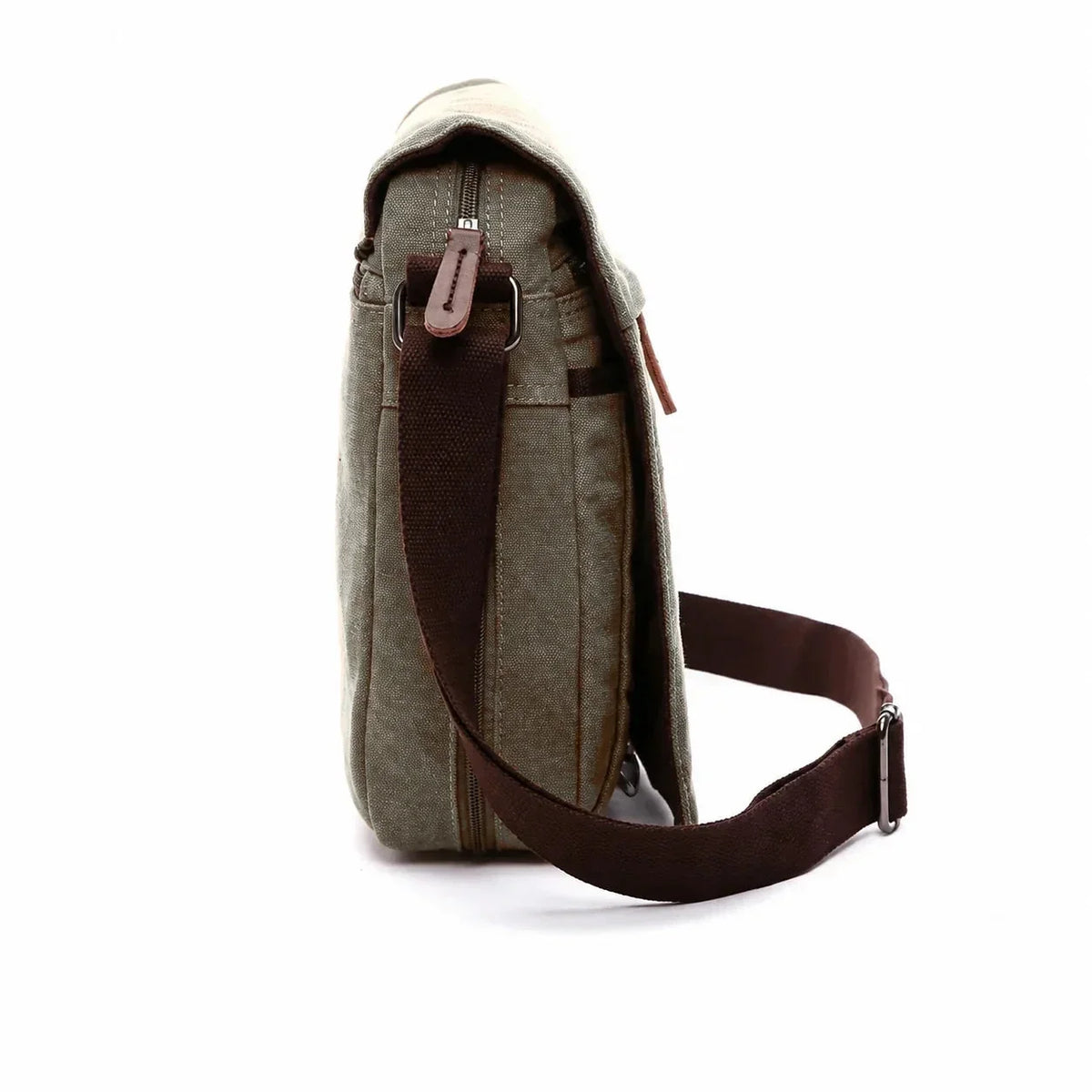 Men’s Canvas Messenger Bag - Large Buckle Flap Satchel