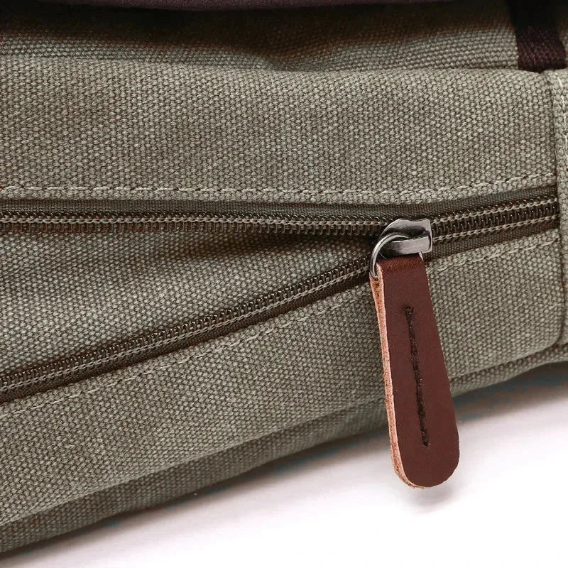 Men’s Canvas Messenger Bag - Large Buckle Flap Satchel