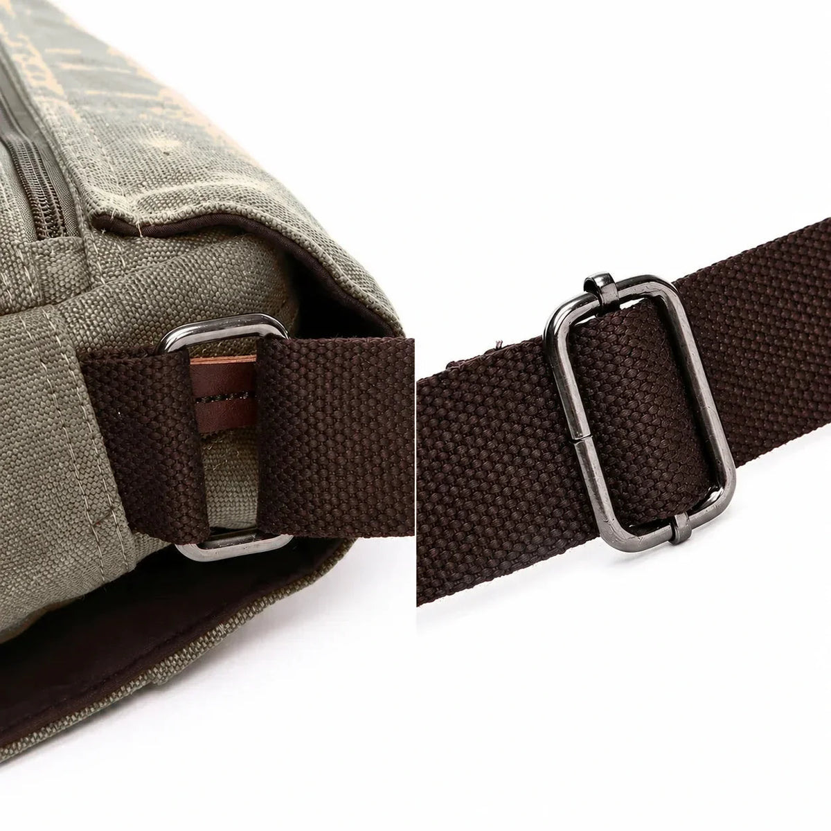 Men’s Canvas Messenger Bag - Large Buckle Flap Satchel