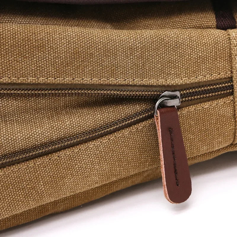 Men’s Canvas Messenger Bag - Large Buckle Flap Satchel