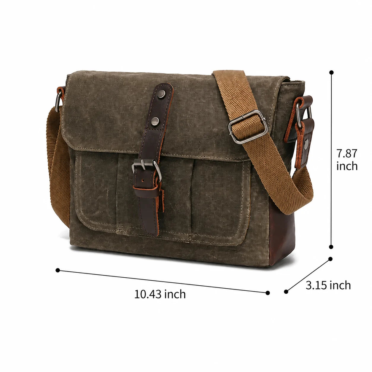 Men’s Canvas Messenger Bag - Leather Trim Crossbody Bag