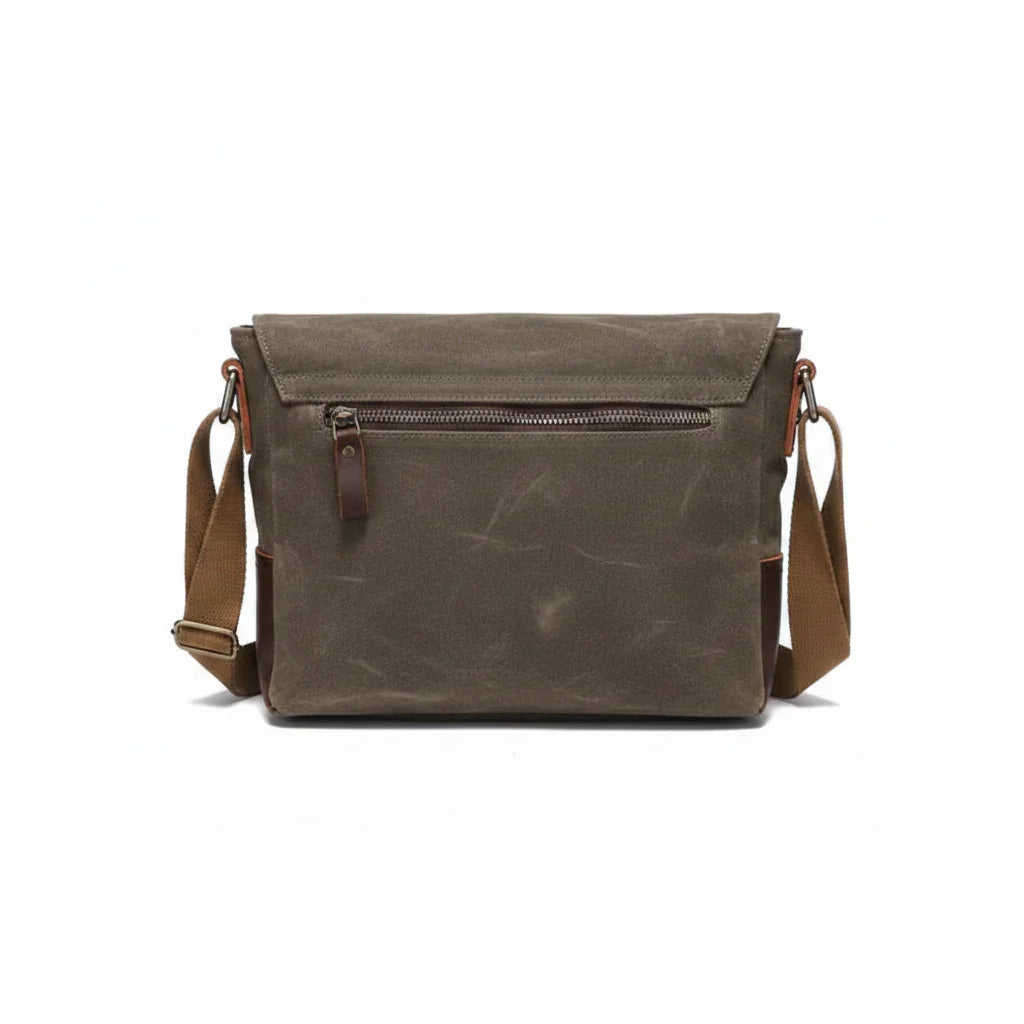 Men’s Canvas Messenger Bag - Leather Trim Crossbody Bag