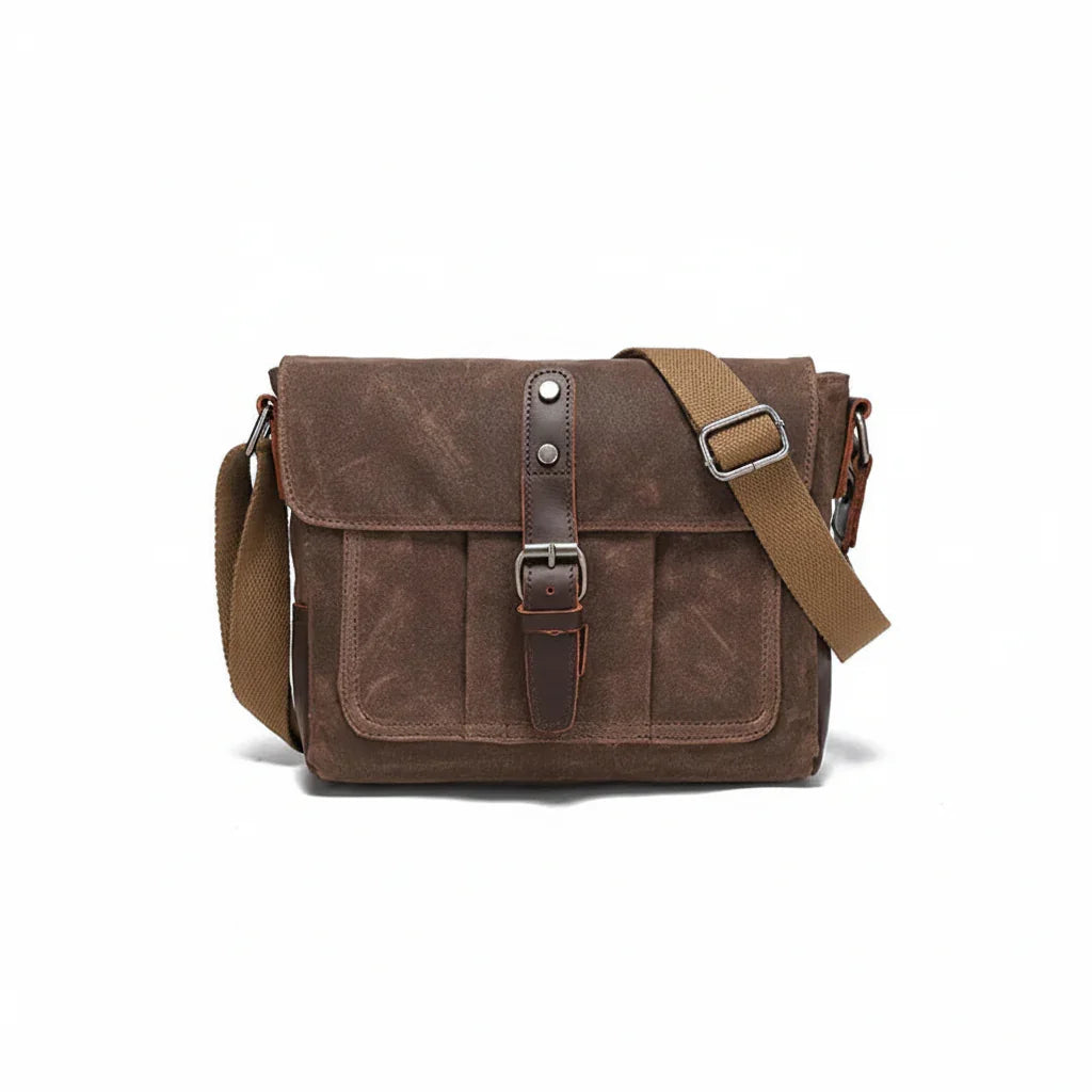 Men’s Canvas Messenger Bag - Leather Trim Crossbody Bag