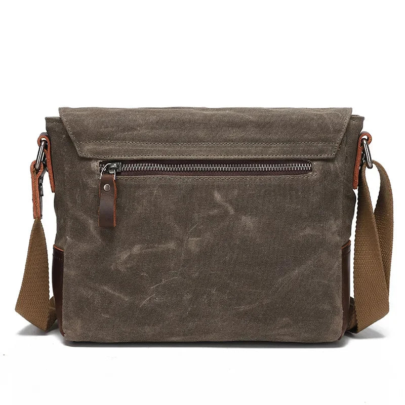 Men’s Canvas Messenger Bag - Leather Trim Crossbody Bag