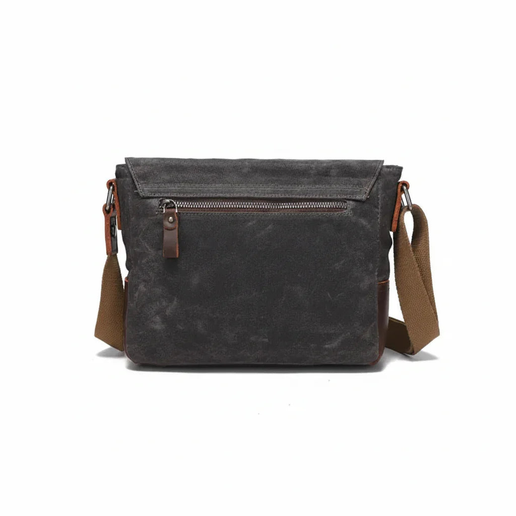 Men’s Canvas Messenger Bag - Leather Trim Crossbody Bag