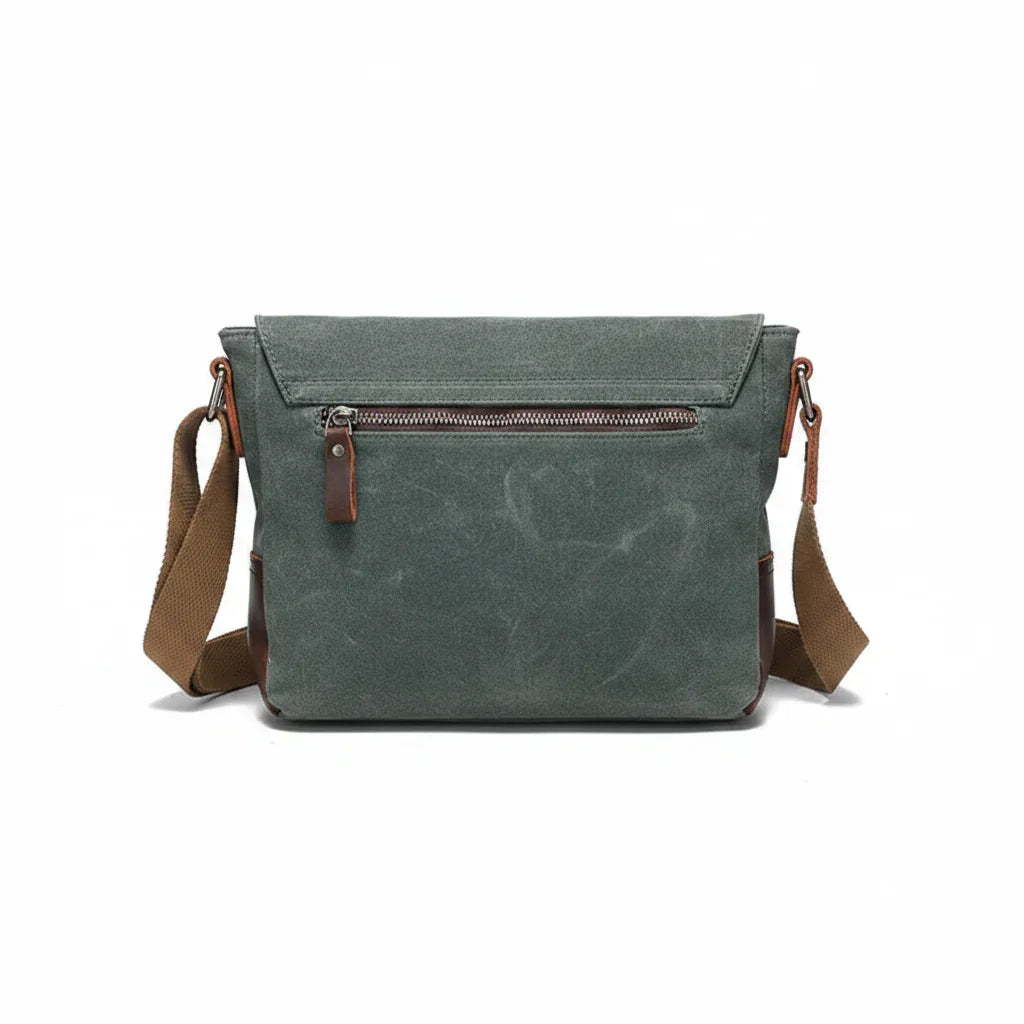 Men’s Canvas Messenger Bag - Leather Trim Crossbody Bag