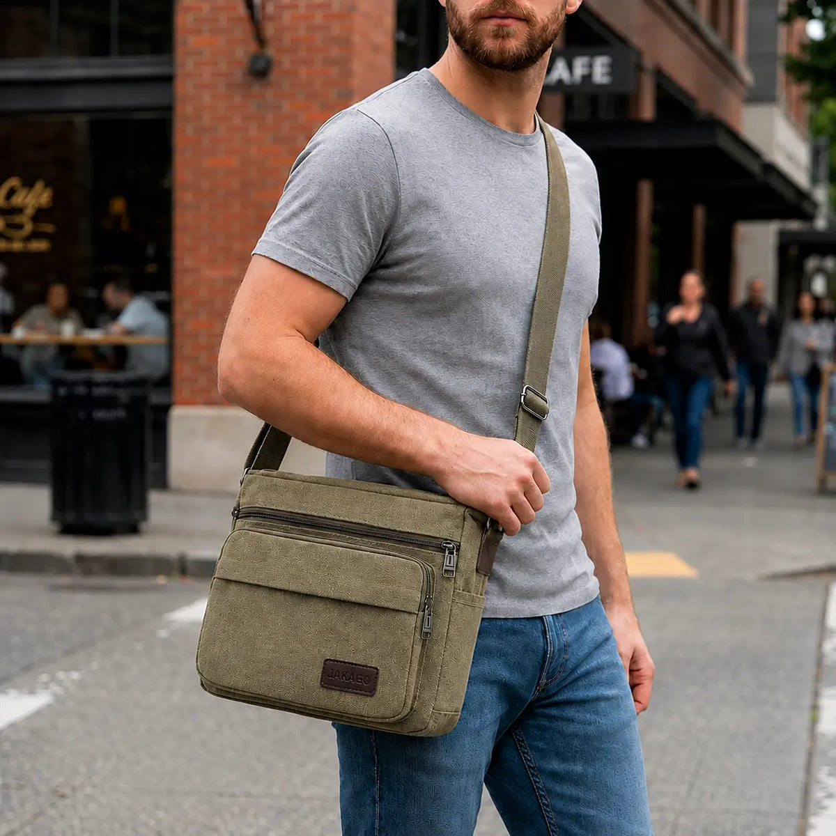 Men’s Canvas Messenger Bag - Multi-Pocket Crossbody Carry