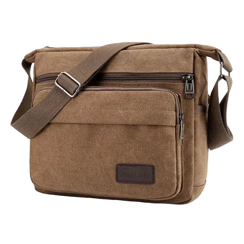 Men’s Canvas Messenger Bag - Multi-Pocket Crossbody Carry