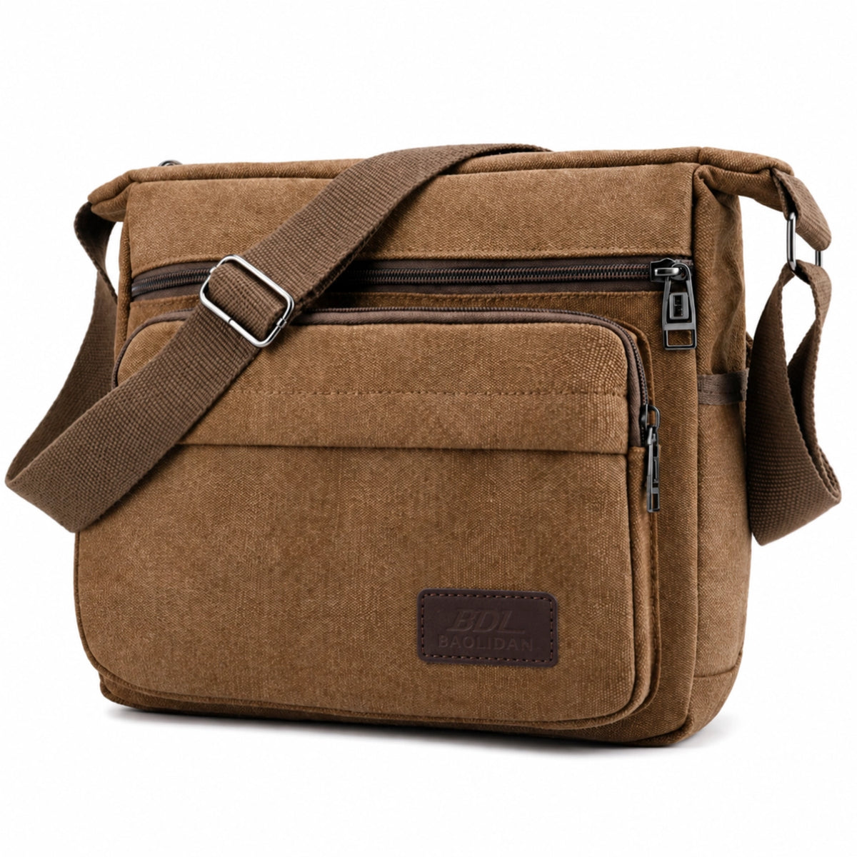Men’s Canvas Messenger Bag - Multi-Pocket Crossbody Carry