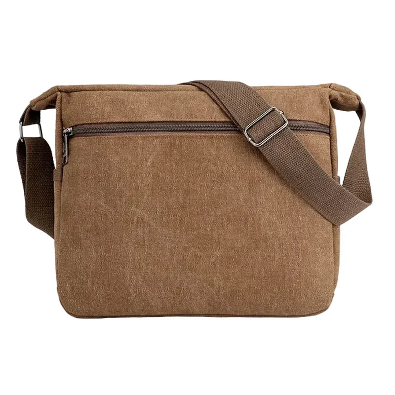 Men’s Canvas Messenger Bag - Multi-Pocket Crossbody Carry