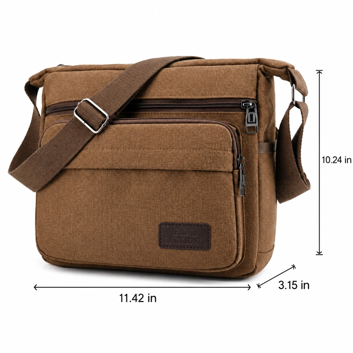 Men’s Canvas Messenger Bag - Multi-Pocket Crossbody Carry