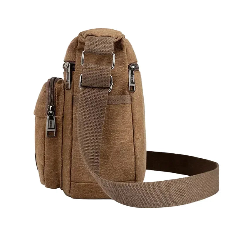 Men’s Canvas Messenger Bag - Multi-Pocket Crossbody Carry